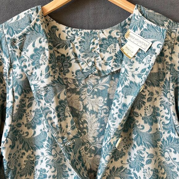 Vintage Jessica McClintock Dress Jacquard Lace-Drop Waist-Back Buttons - Size 6 - Picture 9 of 16